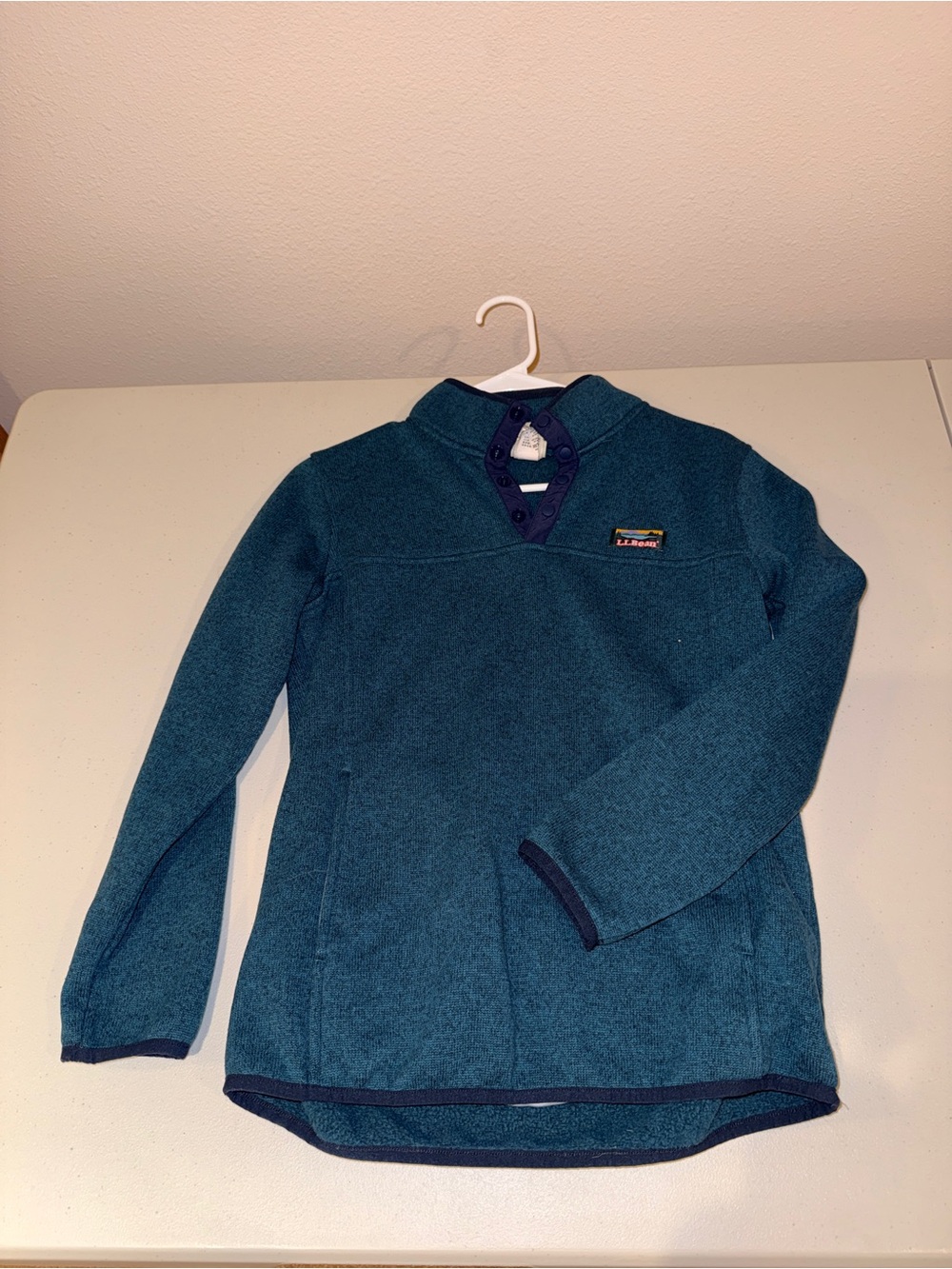 L.L. Bean Kids' Teal Snap-Front Fleece Pullover